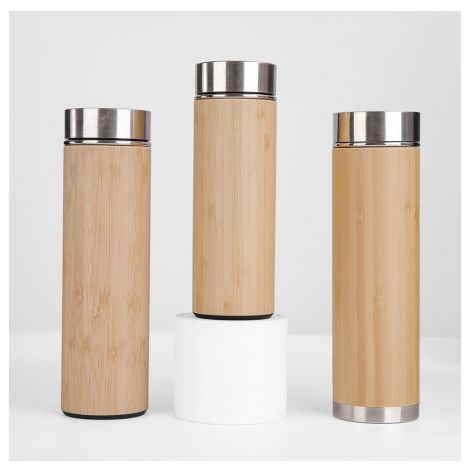 Natural Bamboo Wooden Simple Portable Stainless Steel Double-Layer Bamboo Cup Vacuum Vacuum Cup Gift Bamboo Shell Cup