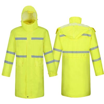 Long Style Waterproof Hi Visibility Reflective PVC Raincoat